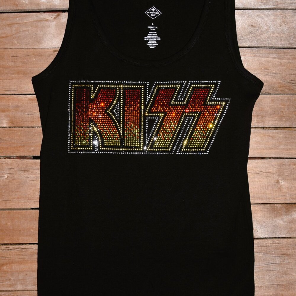 Kiss rhinestone bling black sleeveless tank sz XS S M L XL XXL 1X 2X 3X 4X 5X - Picture 6 of 6